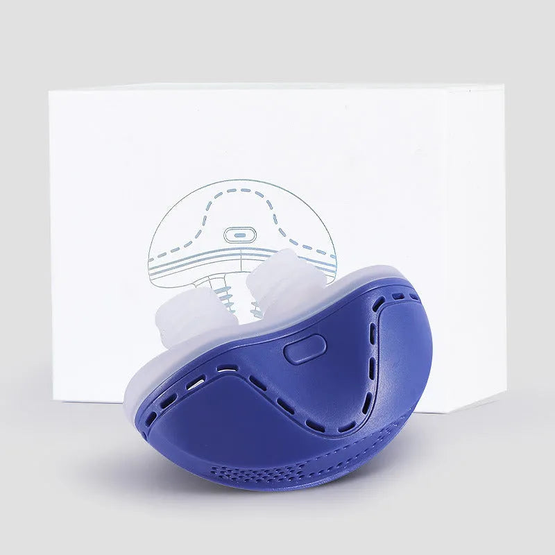 Electric household anti-snoring device with white silicone shell and USB charging port