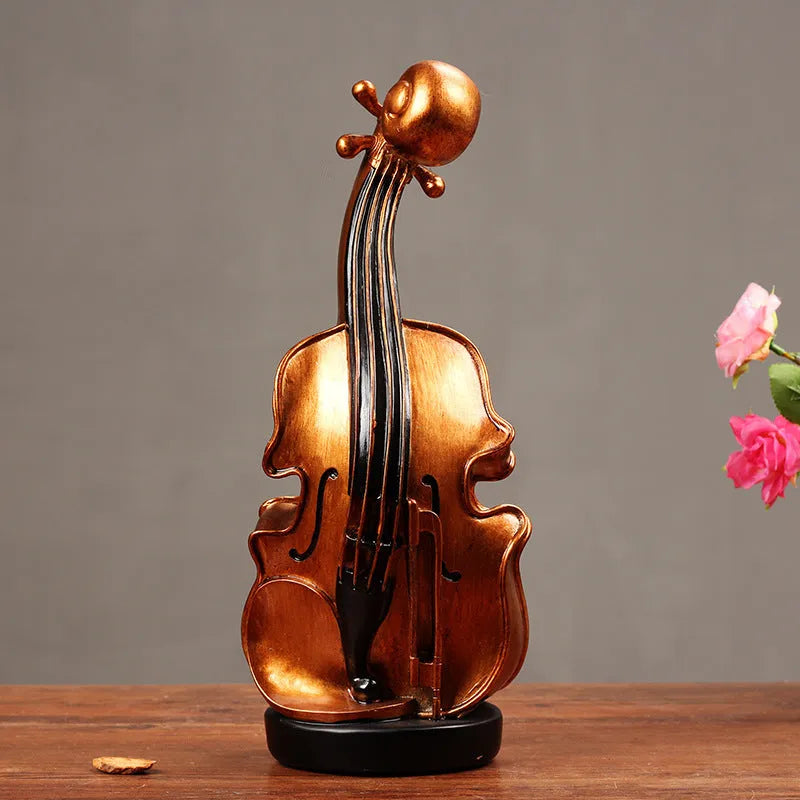 Resin violin music box decoration ornament in European style for desktop display