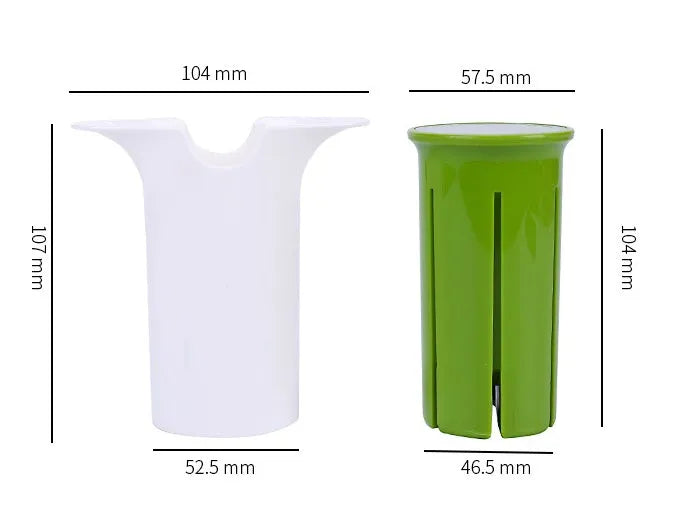 White kitchen vegetable and fruit slicer with six stainless steel blades.