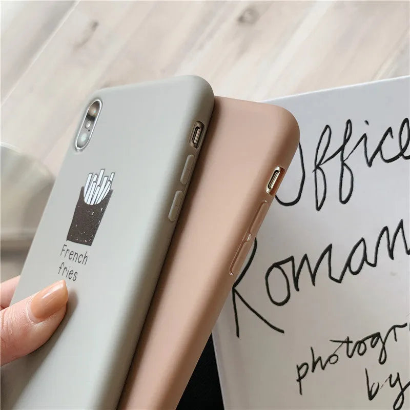 Soft matte silicone iPhone case with cute ice coffee couple design