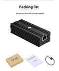 Black Leyu USB4 to RJ45 10 Gigabit Ethernet network adapter on a desk.