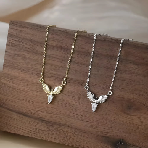 Close-up of a sterling silver eagle pendant on an O-ring chain, adjustable from 41cm to 50cm length.