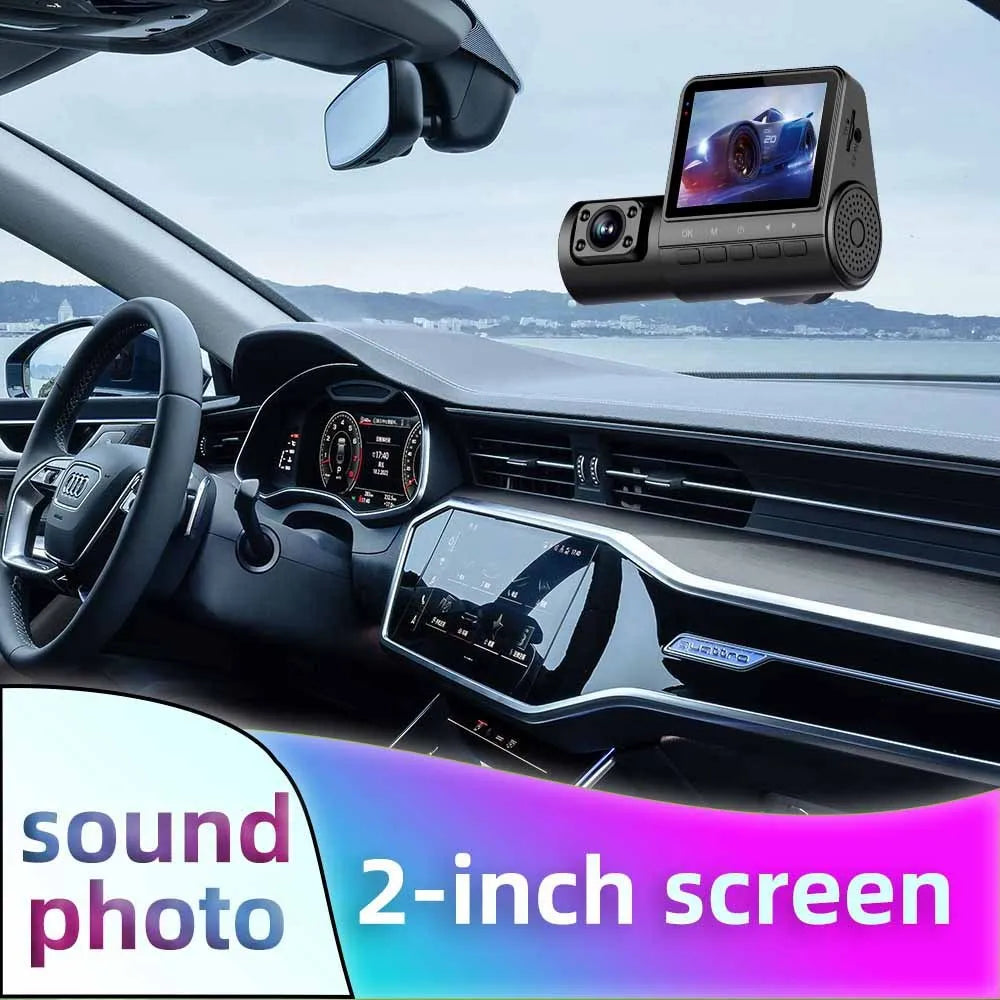 Black car recorder with touch screen for 1080P high-definition video recording