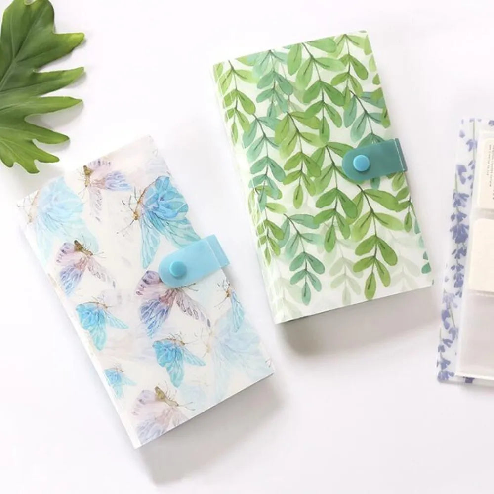 Blue PVC and PP business card holder book showing protective shell and insert pockets for cards.