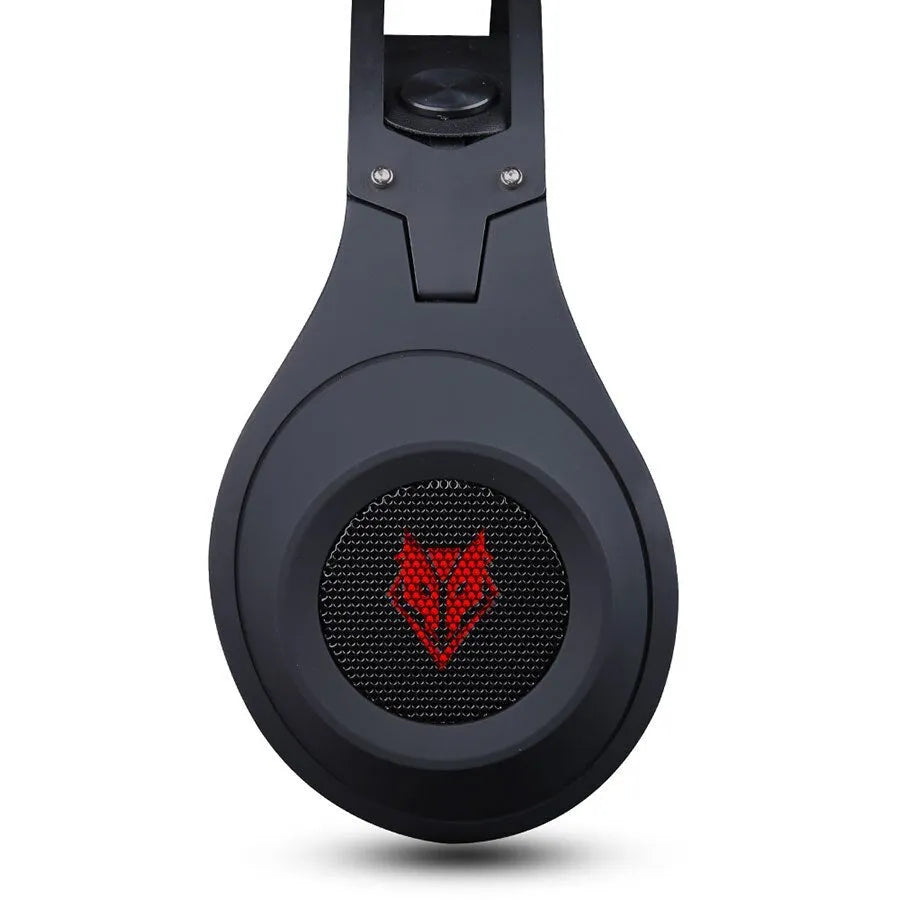 NUBWO Wolf Bowang N2 black and silver over-ear gaming headset with microphone and volume control.