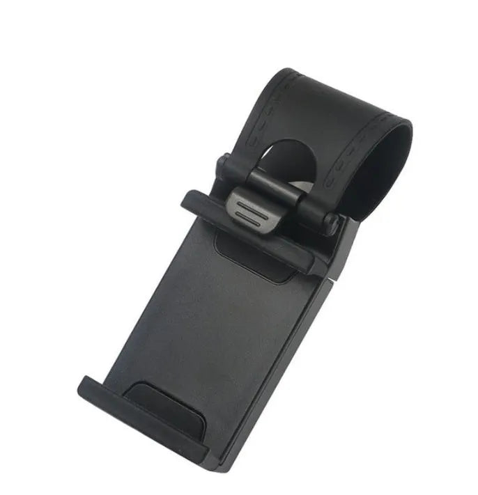 Black universal car steering wheel phone holder clip mount for smartphones