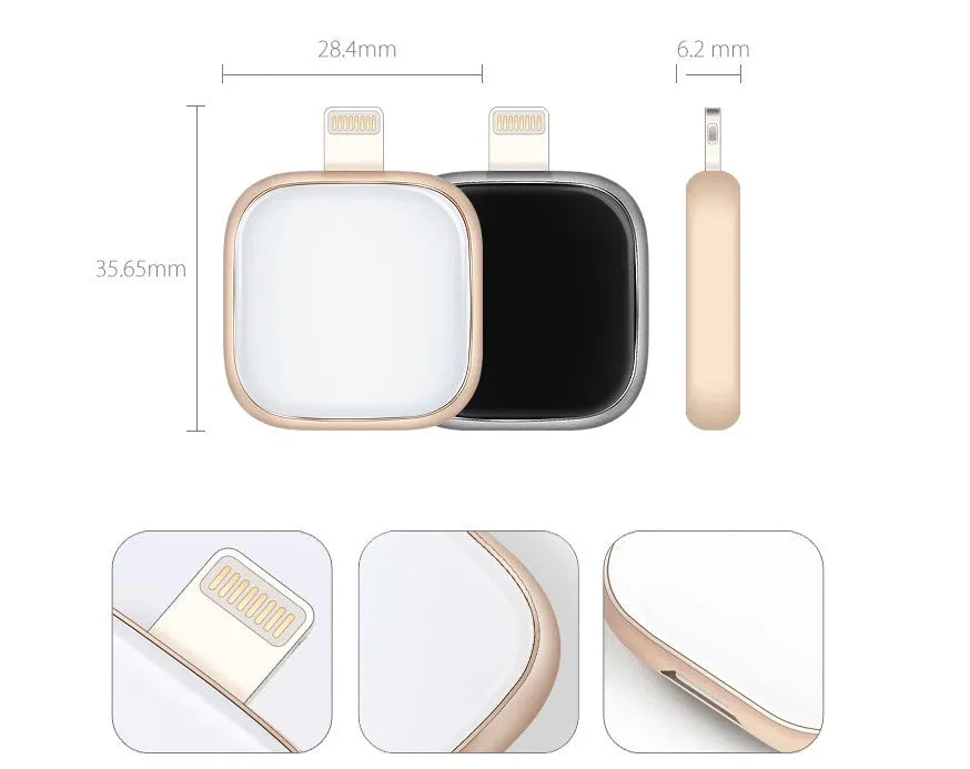 Dual-use U disk for iPhone iPad iPod with Touch ID encryption in black pink or white, capacities 16GB to 256GB