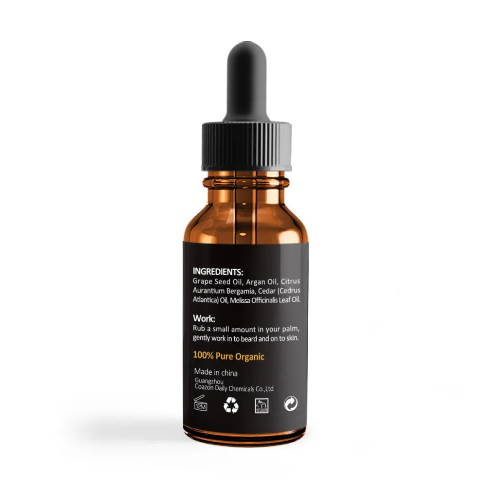 30ml bottle of jojoba beard oil for moisturising and softening facial hair