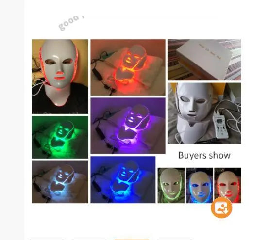 LED light therapy face mask with ABS construction, white, microcurrent massage function