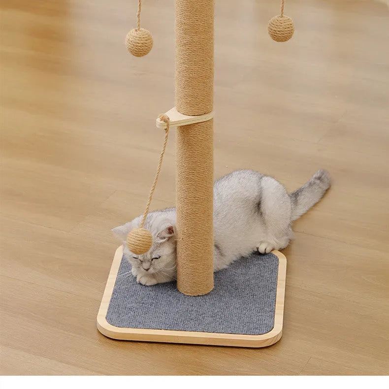 Scratch-resistant cat climbing frame with hanging ball, pine and multi-layer board