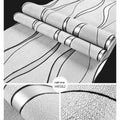 Curve stripe 3D wallpaper roll, 9.5m x 0.53m, light gray non-woven wall cloth