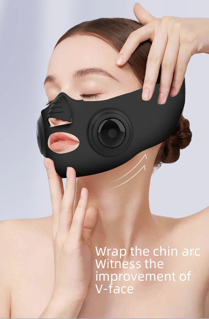 Black photon facial beauty device with USB charging port for home skincare treatments