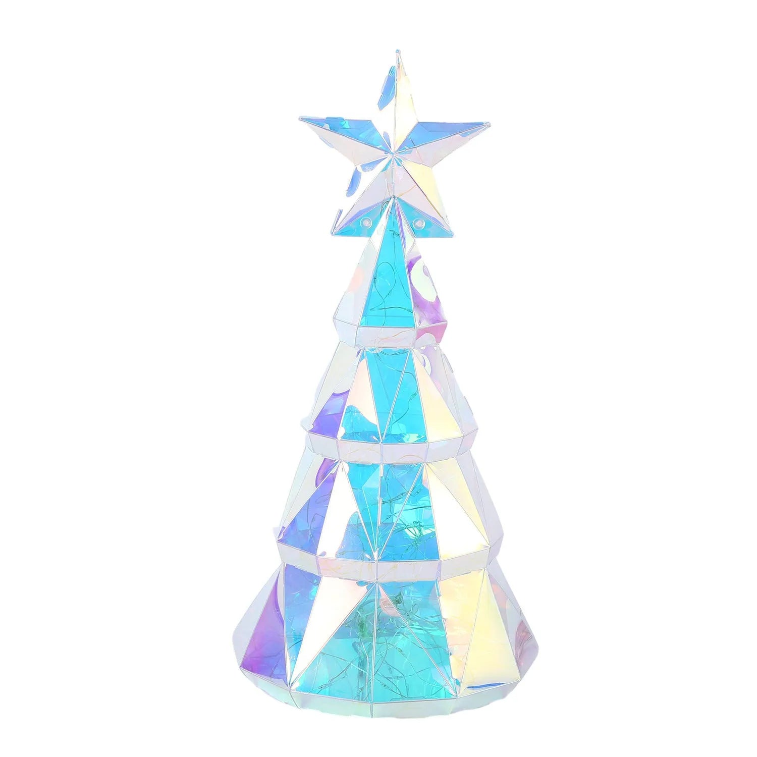 Colourful cartoon Christmas tree light decoration made from PET plastic measuring 14.5×4.8×20cm