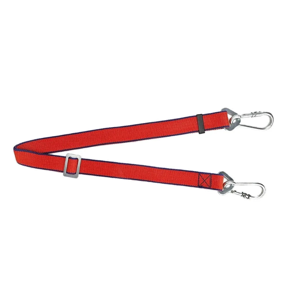 Red polyester anti-fall safety belt with alloy steel buckle and lanyard rope for power engineering
