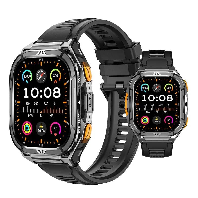 X5 smart watch in black with AMOLED display showing health metrics on wrist