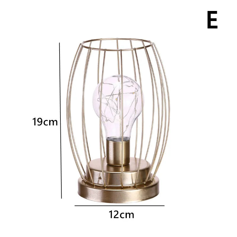 Geometric iron light bulb ornament with electroplated finish in pendulum hanging style for home decoration