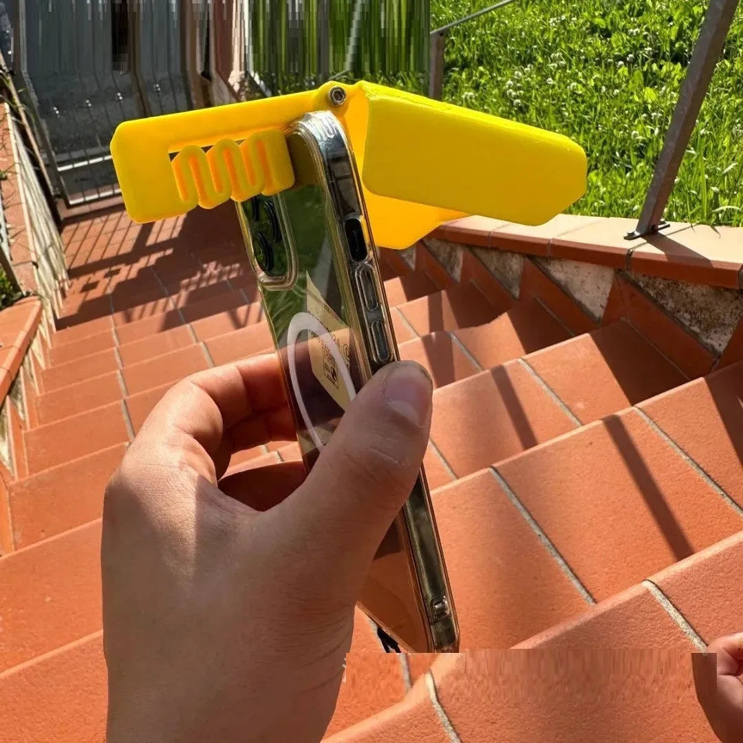 Yellow and black plastic phone sunshade with a clip-on holder for smartphones.