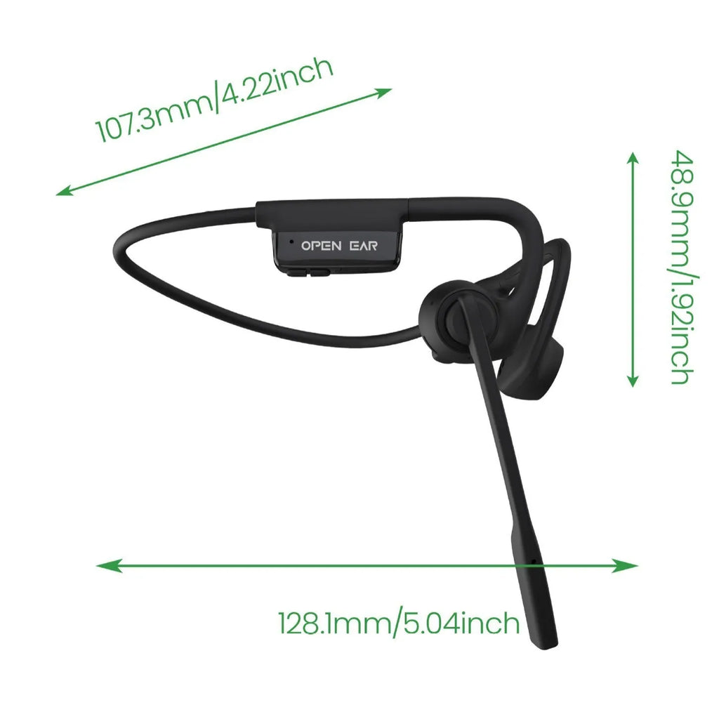 AS24 Black wireless open ear bone conduction Bluetooth headset with ear hook design and ENC noise reduction