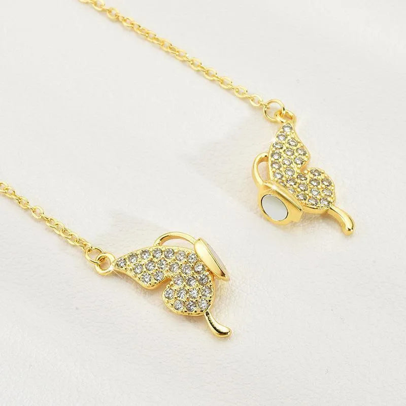 Women's titanium steel clavicle chain necklace with butterfly magnetic snap in twisted chain design