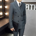 Three-piece men formal suit set jacket vest trousers slim fit black blue gray wedding business wear