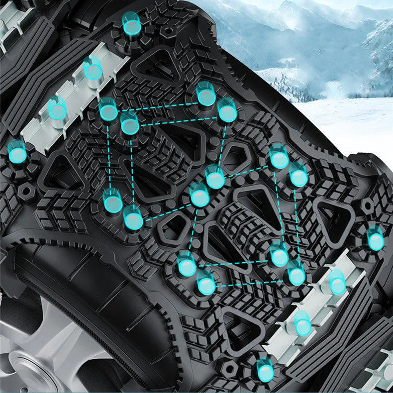 Universal nonskid chain set with armoured steel plates for car and SUV winter driving