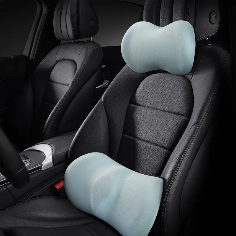 Car seat headrest and lumbar support pillows in multiple colour options
