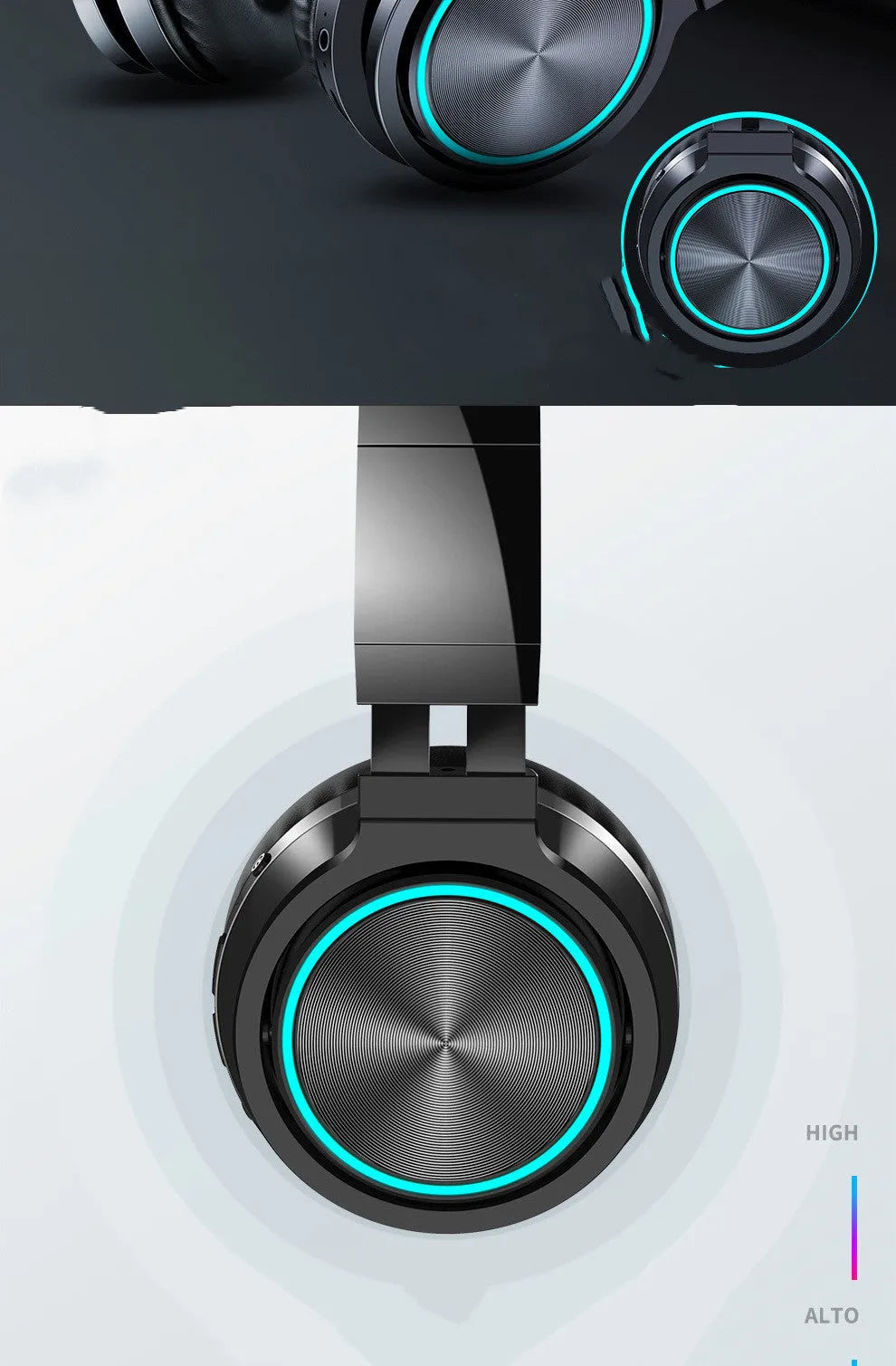 B12 folding wireless Bluetooth headset in black, black and red, or white and grey colours
