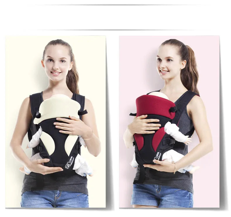 Multifunctional baby carrier with shoulder straps and horizontal hug design in claret colour