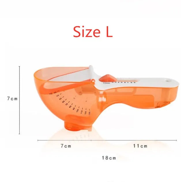 Blue and orange digital measuring spoons with magnetic connection and ergonomic handles
