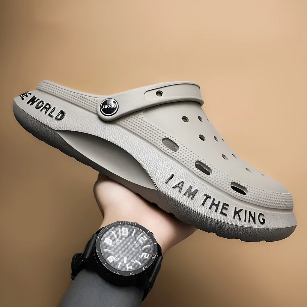 Men's lightweight EVA beach slippers in white with non-slip sole, breathable waterproof design