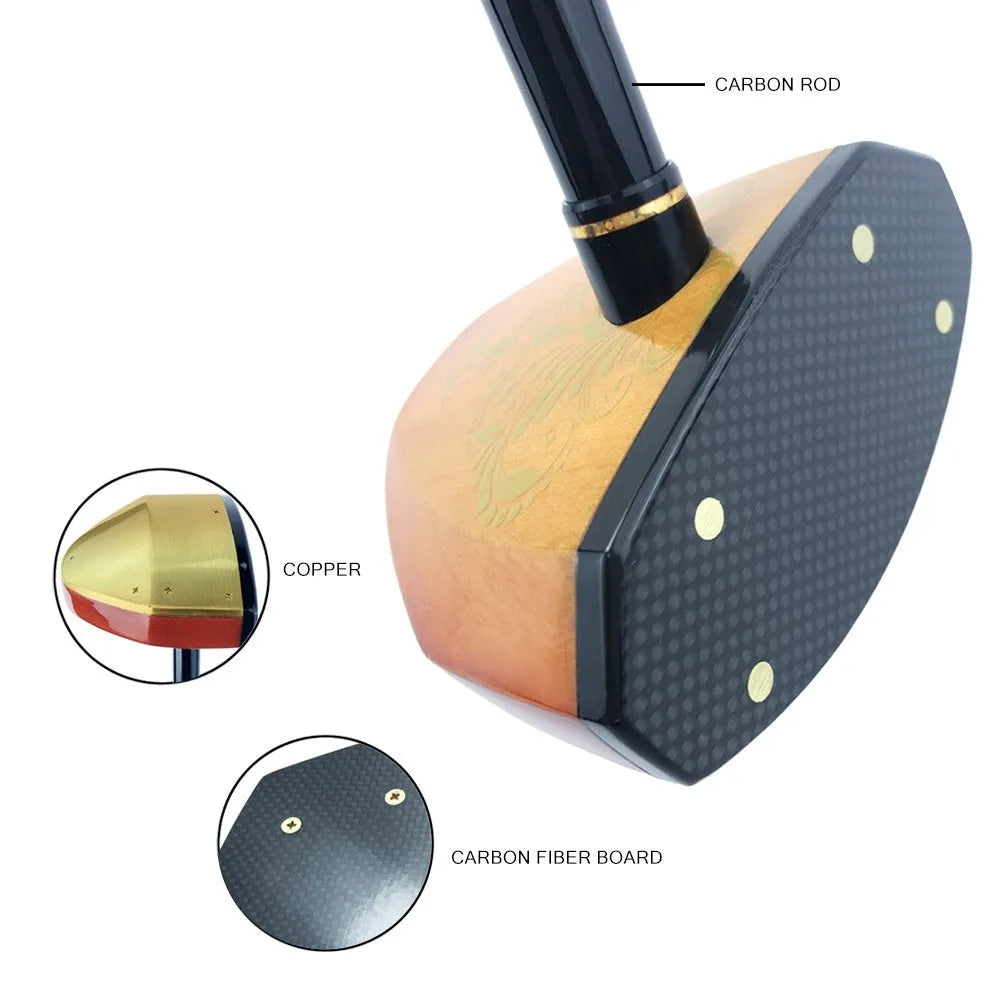Green maple head golf training club with carbon shaft at 84cm length