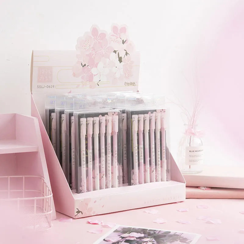 Six Creative Sakura 0.5mm black gel pens with pull-out structure and needle tube refills