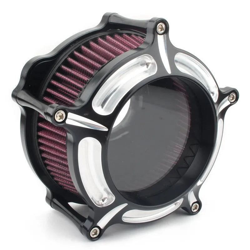300mm diameter aluminium car air filter housing and cartridge in multiple colour options including electroplated red