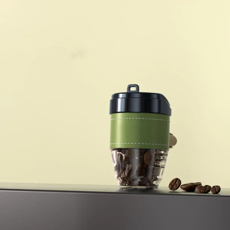 Coffee cup shaped solid car air freshener in black, brown, white, orange, or green.
