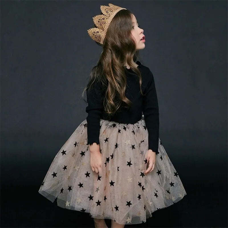 Red cotton children's Christmas dress with long princess sleeves, lace detailing, and bow accents for ages 3-8