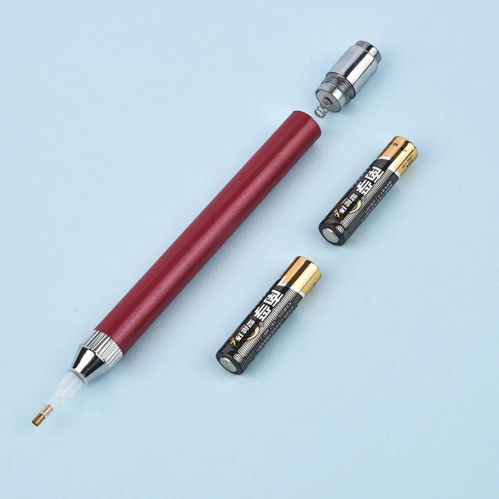 Luminous aluminium alloy drill pen for diamond painting in blue, gold or red colours