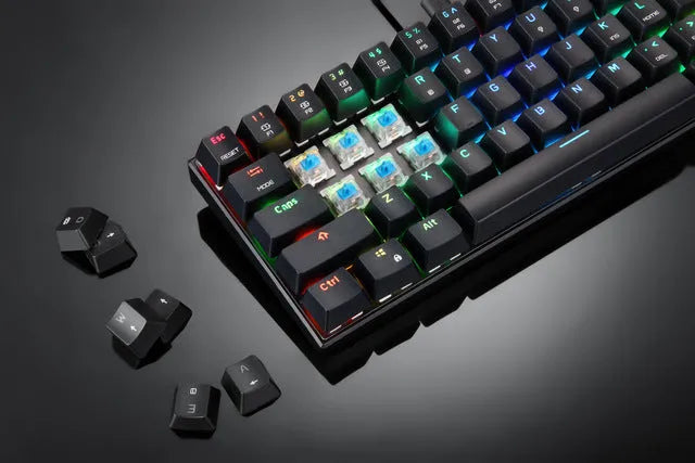 CK61 RGB compact 61-key mechanical keyboard with black body and transparent ABS keycaps