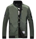 Reversible men's bomber flight jacket in a thin striped design for autumn and winter.
