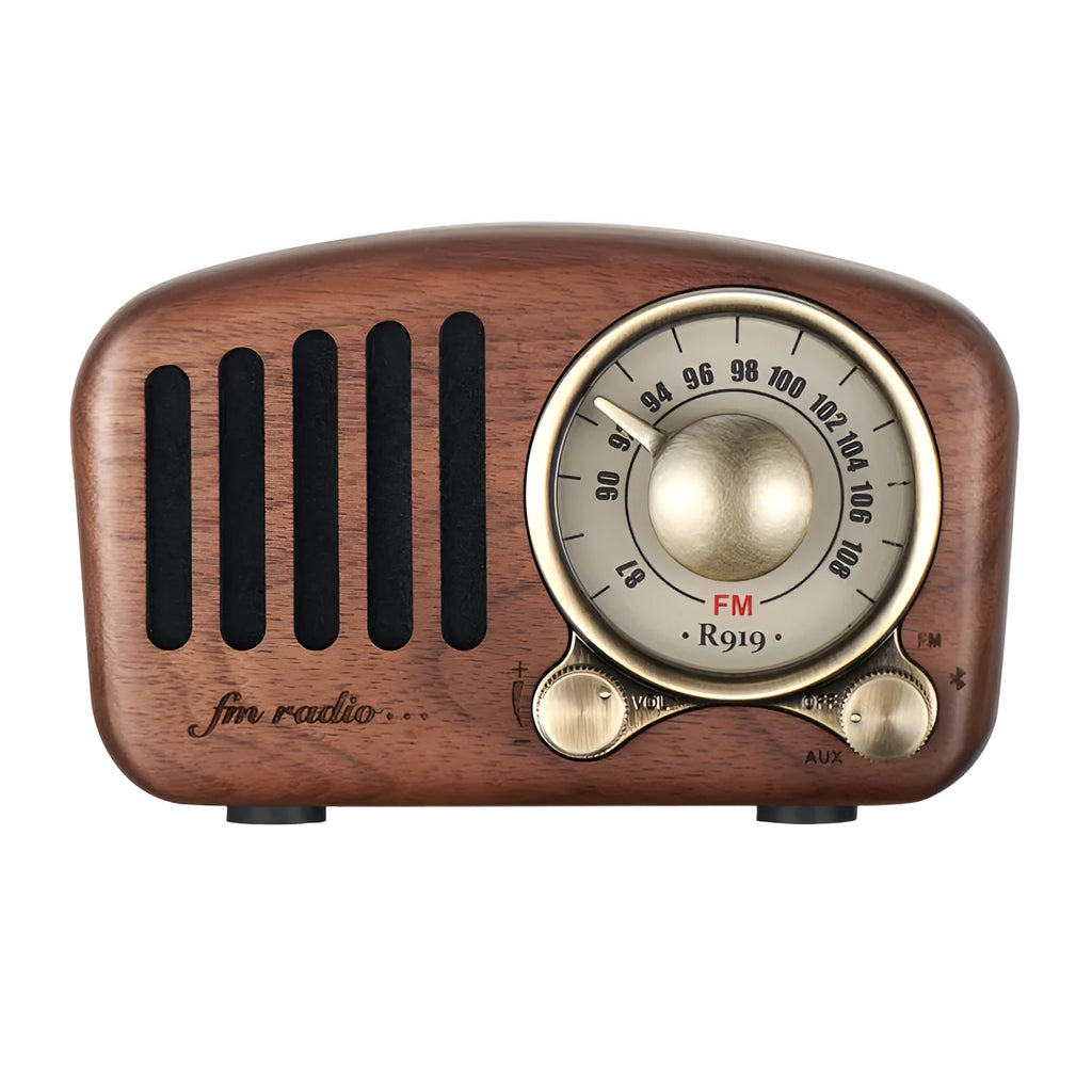 Retro wooden wireless mini Bluetooth speaker in cherry wood or walnut finish