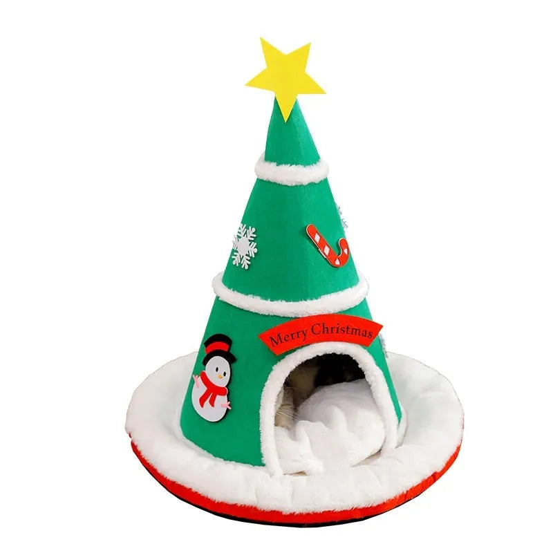 Cat nest Christmas felt design removable cloth pet bed for cats and small dogs