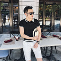 Men's slim fit short sleeve casual polo shirt in black front view