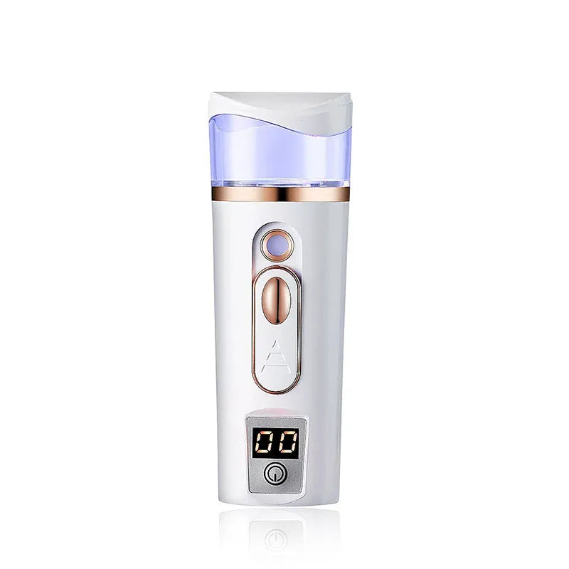 Nano spray water meter in white or pink, 35 ml capacity, 4.6 x 13.5 cm facial mist sprayer