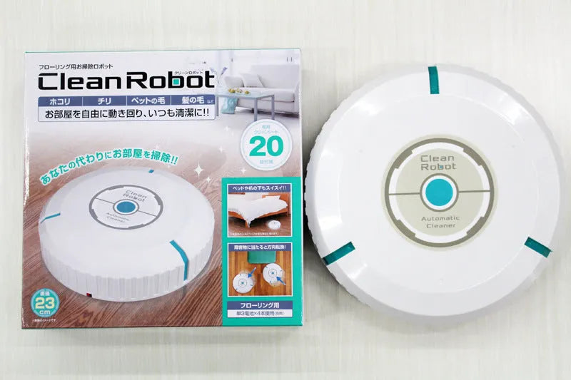 Black or white AC automatic sweeping robot vacuum cleaner on a hard floor.