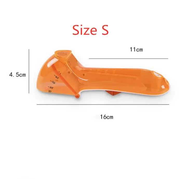 Blue and orange digital measuring spoons with magnetic connection and ergonomic handles