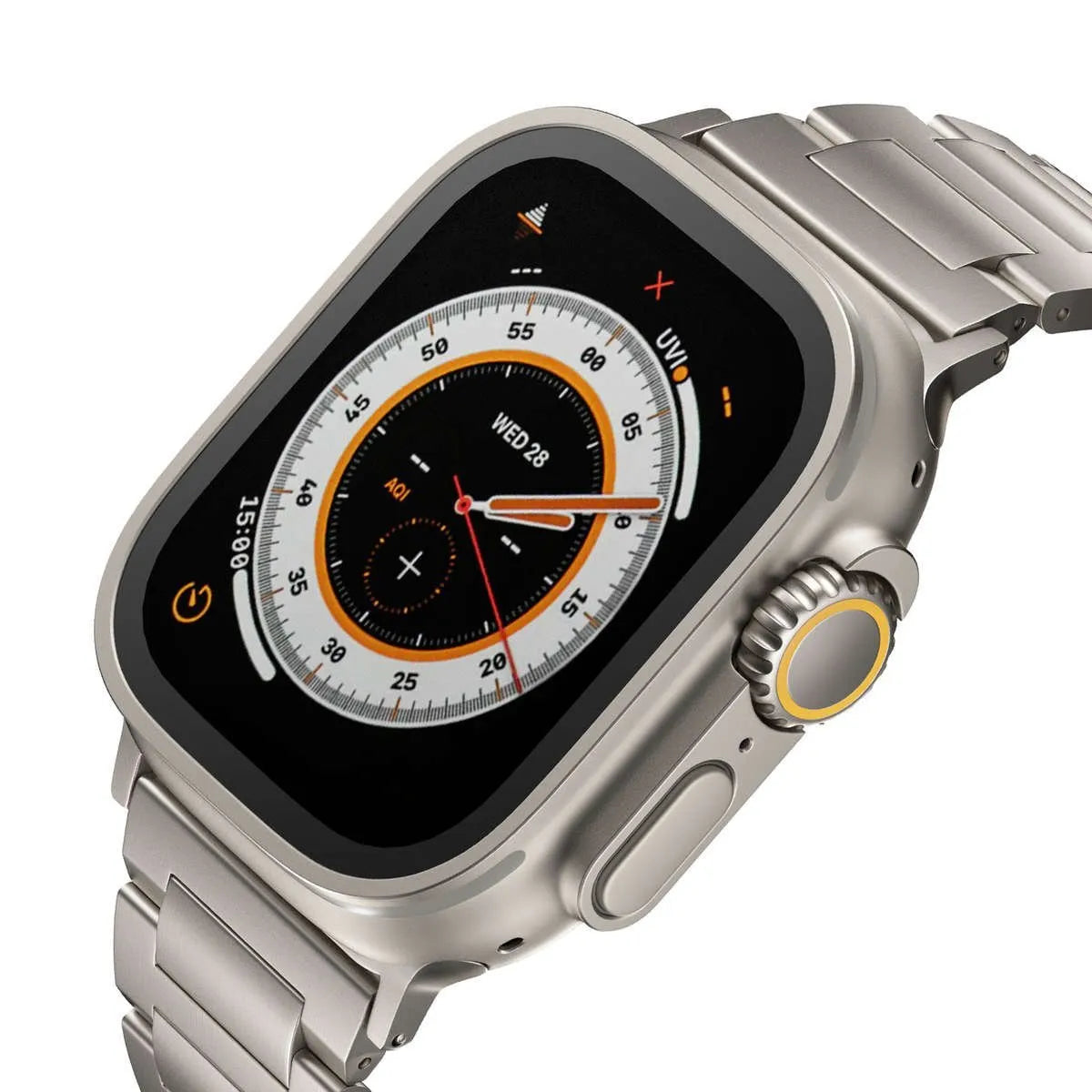 Silver titanium I-shaped watch strap for Apple Watch Ultra 49mm