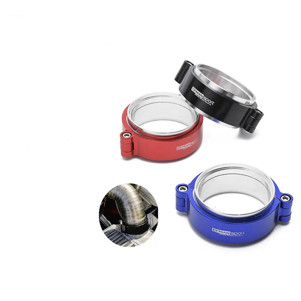 Aluminium fixed movement exhaust clamp in black, for 2.5 inch turbo downspout