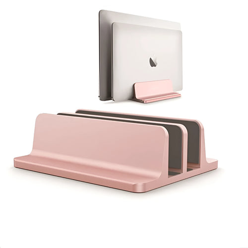 Aluminium alloy laptop vertical bracket base in silver finish, 12x15x4.7cm