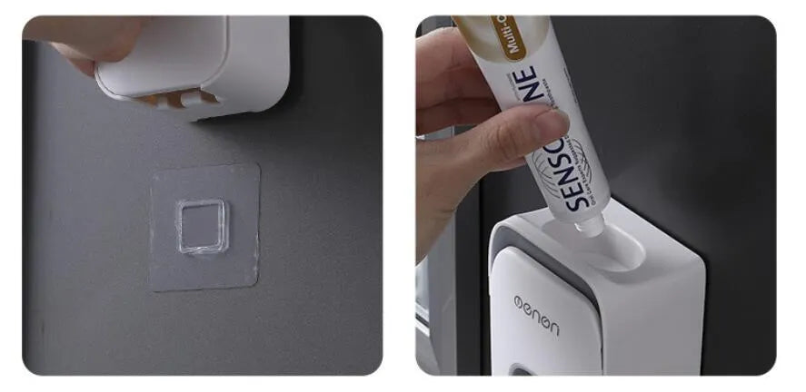 Automatic toothpaste dispenser with touch sensor on wall-mounted ABS plastic housing