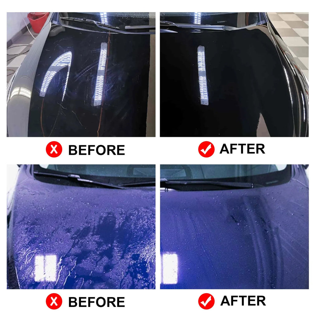 70ml bottle of automotive graphene ceramic coating with sponge, towel, gloves, and cloths laid out.