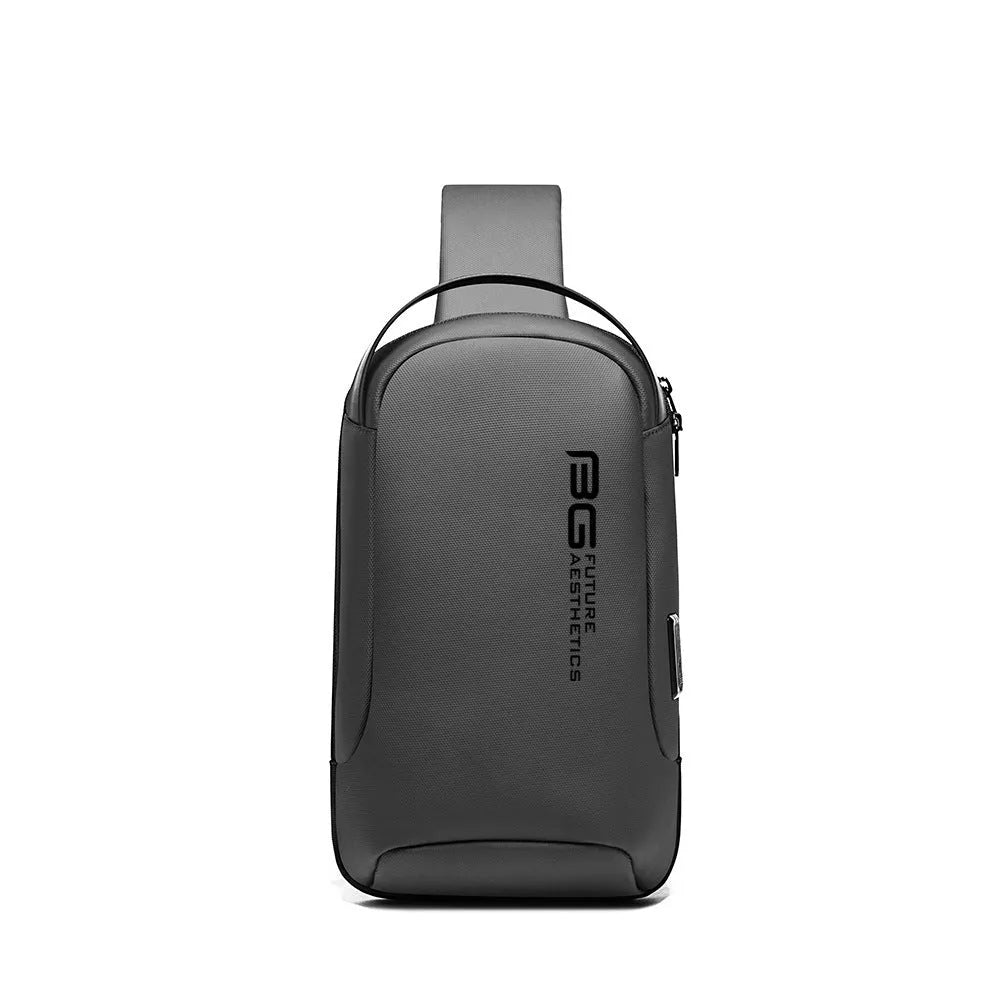 Men's Oxford cloth shoulder bag with USB charging in black, blue, dark grey, or camouflage for business travel